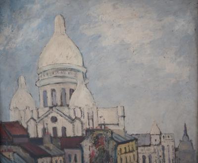 Elisée MACLET - Montmartre, le Sacré Coeur - Huile sur panneau, Signée 2