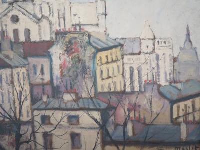 Elisée MACLET - Montmartre, le Sacré Coeur - Huile sur panneau, Signée 2