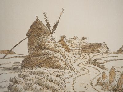 Henri RIVIERE - Moulins en Bretagne - Lithographie, Signée 2