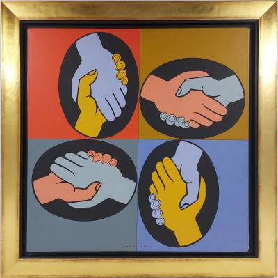 Victor VASARELY - Amitié multicolore, 1987 - Huile sur toile signée 2