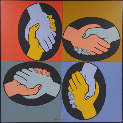 Victor VASARELY - Bunte Freundschaft, 1987 - Öl auf Leinwand signiert