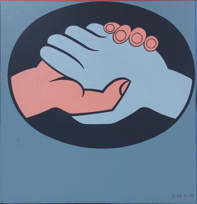 Victor VASARELY - Amitié multicolore, 1987 - Huile sur toile signée 2