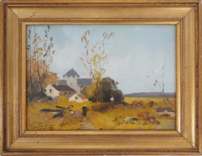 Eugène GALIEN-LALOUE : Ferme à l’automne - Huile sur panneau Signée 2