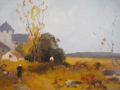 Eugène GALIEN-LALOUE : Ferme à l’automne - Huile sur panneau Signée 2