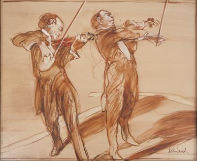 Claude WEISBUCH - Musique, Concerto pour deux violons - Huile sur toile signée 2