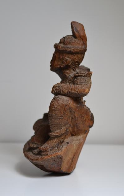 Birmanie - Figure bouddhique en bois de teck debut 19ème siècle 2