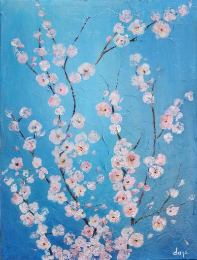 Dany SOYER - Cerisiers en fleur 2021 - Acrylique sur toile signée 2