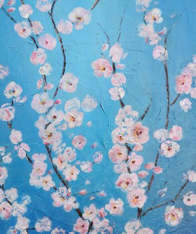 Dany SOYER - Cerisiers en fleur 2021 - Acrylique sur toile signée 2