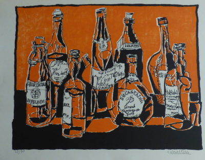 Gabriel PARIS- Les bouteilles du plaisir, 1980 - Lithographie originale signée 2