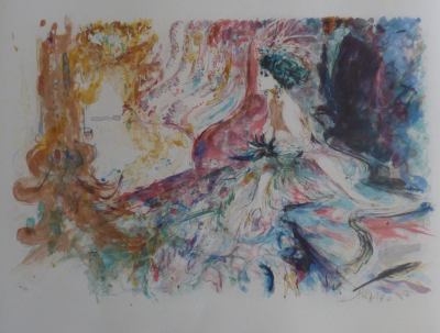 Jacques PECNARD - Sur le lit à la Belle Epoque, 1980 - Lithographie originale signée au crayon 2