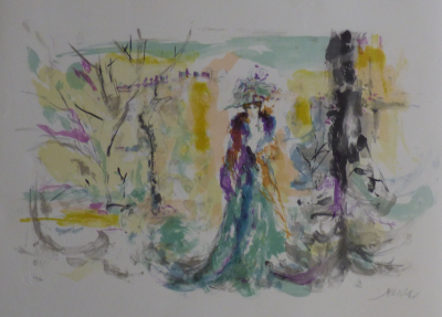Jacques PECNARD - Femme au chapeau à la Belle Epoque, 1980 - Lithographie originale signée au crayon 2
