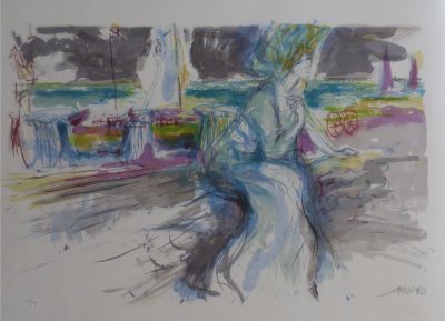Jacques PECNARD - Femme à la plage, 1980 - Lithographie originale signée au crayon 2