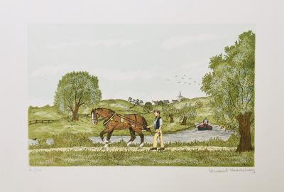 Vincent HADDELSEY - Le halage, 1985 - Lithographie originale signée au crayon 2