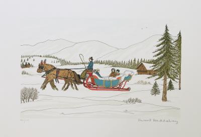 Vincent HADDELSEY - Le traineau suisse, 1985 - Lithographie originale signée au crayon 2