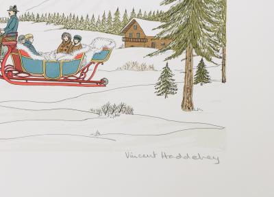 Vincent HADDELSEY - Le traineau suisse, 1985 - Lithographie originale signée au crayon 2