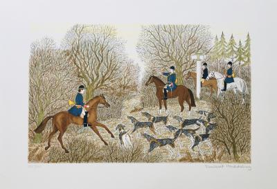 Vincent HADDELSEY - La chasse à courre en France, 1985 - Lithographie originale signée au crayon 2