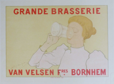 Armand RASSENFOSSE - Grande Brasserie VAN VELSEN, 1896 - lithographie originale 2