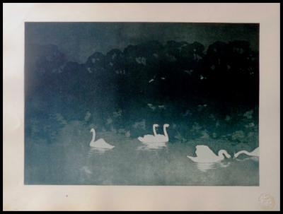 Francis JOURDAIN - Les cygnes, 1898, lithographie originale 2
