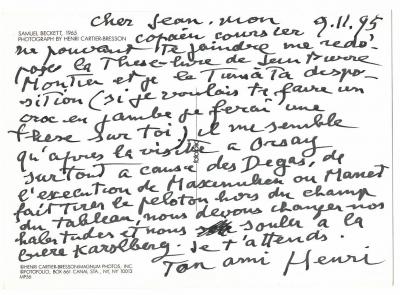 Ensemble de 5 cartes postales autographes signées d’Henri CARTIER-BRESSON 2