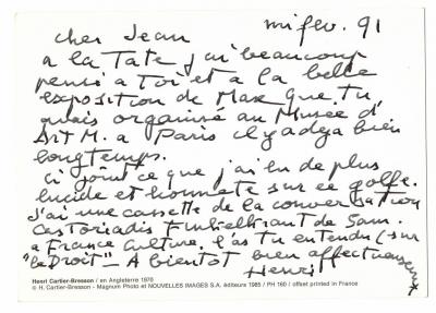 Ensemble de 5 cartes postales autographes signées d’Henri CARTIER-BRESSON 2