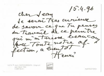 Ensemble de 5 cartes postales autographes signées d’Henri CARTIER-BRESSON 2