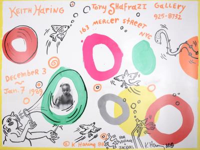 Keith HARING - Keith Haring at Tony Shafrazi Gallery, 1988 - Hand-signed offset print 2