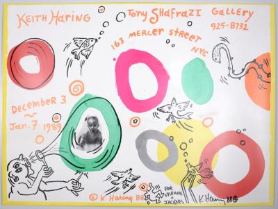 Keith HARING - Keith Haring at Tony Shafrazi Gallery, 1988 - Hand-signed offset print 2