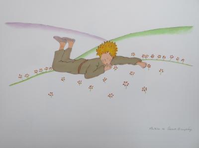Antoine DE SAINT-EXUPERY  (d’après) - Couché dans l’herbe - Lithographie 2