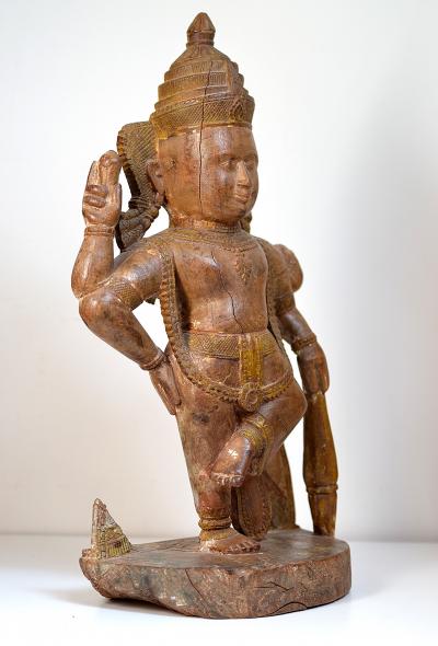 Inde - Grande statue de Vishnu en bois, fin du XIXe siècle 2