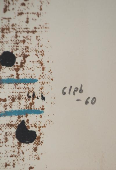 Thomas GLEB - Art Brut, le Totem, 1960 - Lithographie originale, Signée 2