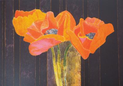 Pierre GARCIA-FONS : Nature morte au vase de coquelicots - Lithographie originale signée 2