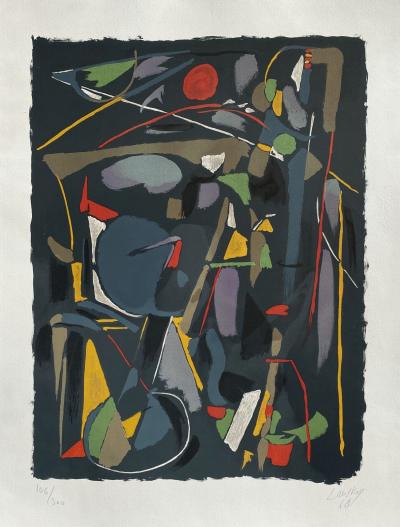 André LANSKOY - Abstract composition, 1968 -  Original lithograph handsigned 2