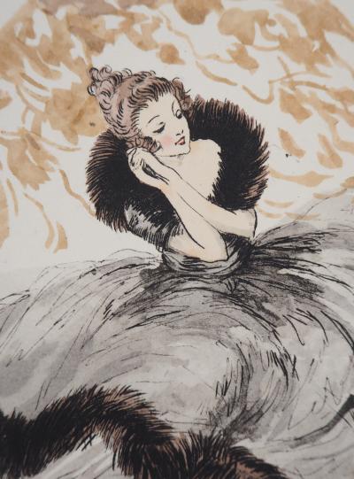 Louis ICART - Jeune femme rêveuse - Gravure originale signée 2