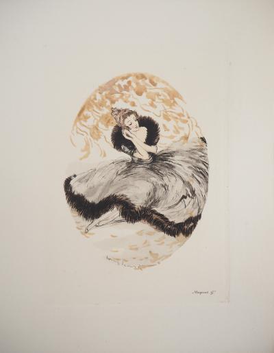 Louis ICART - Jeune femme rêveuse - Gravure originale signée 2