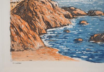 René LIGERON - Méditerranée : Maison en bord de mer - Gravure originale signée 2