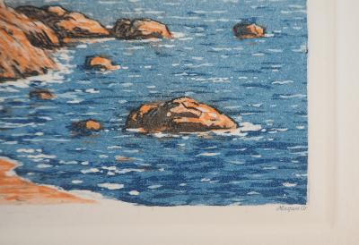 René LIGERON - Méditerranée : Maison en bord de mer - Gravure originale signée 2