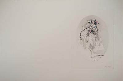 Louis ICART - Jeune femme au chapeau paré de roses, Gravure originale signée 2