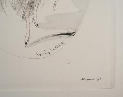 Louis ICART - Jeune femme au chapeau paré de roses, Gravure originale signée 2