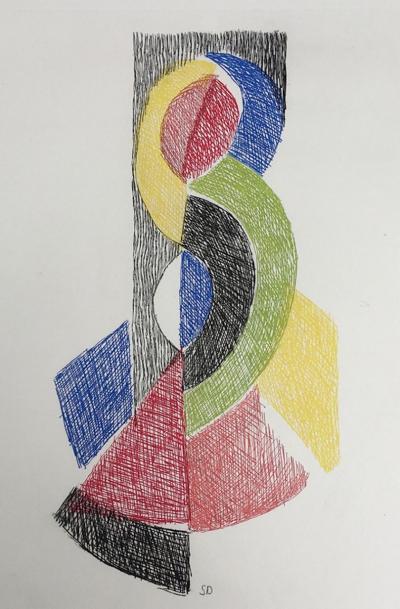 Sonia DELAUNAY - Le Rythme # VI, circa 1966 - Gravure signée au crayon 2