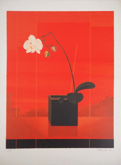 Pierre GARCIA-FONS : Orchidée blanche - Lithographie originale signée 2