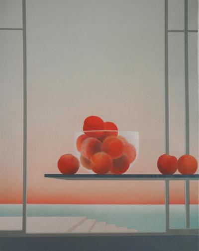Pierre GARCIA-FONS : Bol de pêches - Lithographie originale signée 2