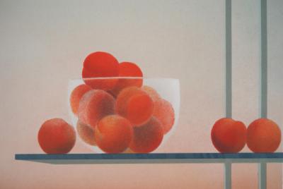 Pierre GARCIA-FONS : Bol de pêches - Lithographie originale signée 2