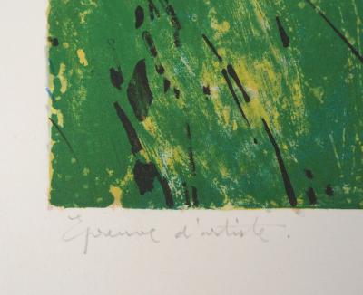 René GENIS : Lys au bord de lac - Lithographie originale signée 2