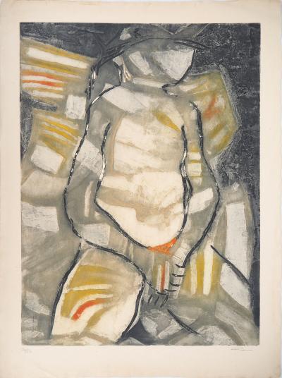 Marcel FIORINI - Femme assise - Gravure originale signée 2