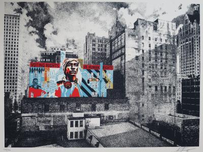 Shepard FAIREY (Obey) - Voting Rights are Human Rights MKE Mural, 2020 - Sérigraphie signée et numérotée 2