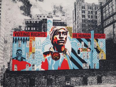 Shepard FAIREY (Obey) - Voting Rights are Human Rights MKE Mural, 2020 - Sérigraphie signée et numérotée 2