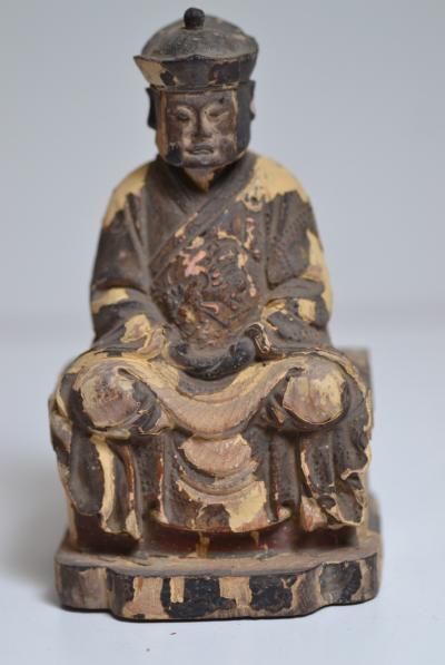 Chine - Dignitaire bouddhiste en bois, fin du XIXe siècle