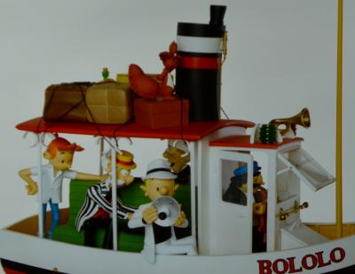 Jean-Claude Fournier/ André Franquin - Bateau Bobolo  - Sculpture en résine et deux Ex-libris signés 2