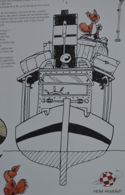 Jean-Claude Fournier/ André Franquin - Bateau Bobolo  - Sculpture en résine et deux Ex-libris signés 2