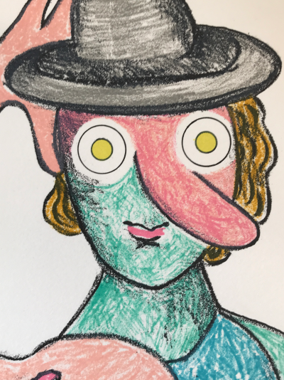 Enrico BAJ - La Femme au chapeau, 1971 - Lithographie signée au crayon 2